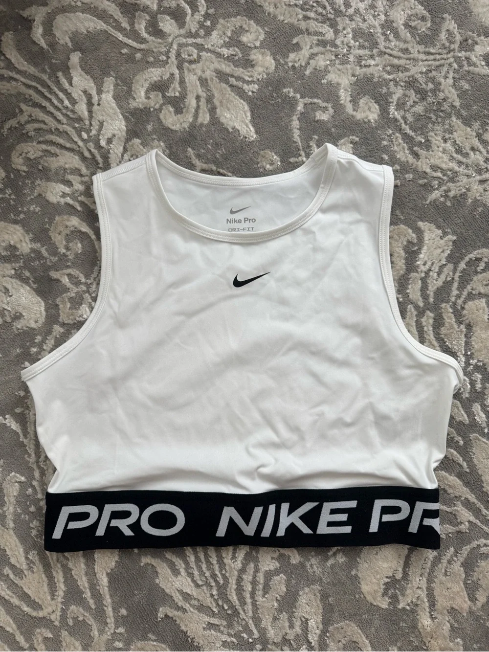 Nike Pro White Cropped Sports Tank